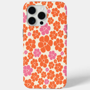 Flower Pattern - Pink, Orange and Cream iPhone 15 Pro Max Case