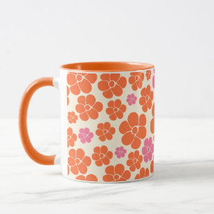 Flower Pattern - Pink, Orange and Cream Mug
