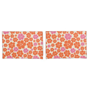 Flower Pattern - Pink, Orange and Cream Pillowcase