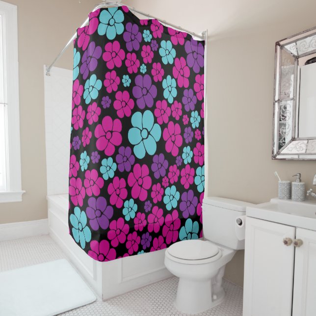 Flower Pattern - Pink, Purple, Blue and Black (In Situ)