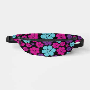 Flower Pattern - Pink, Purple, Blue and Black Fanny Pack