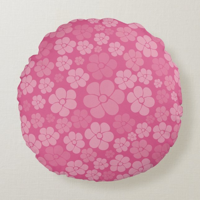 Flower Pattern - Pink  Round Pillow (Front)