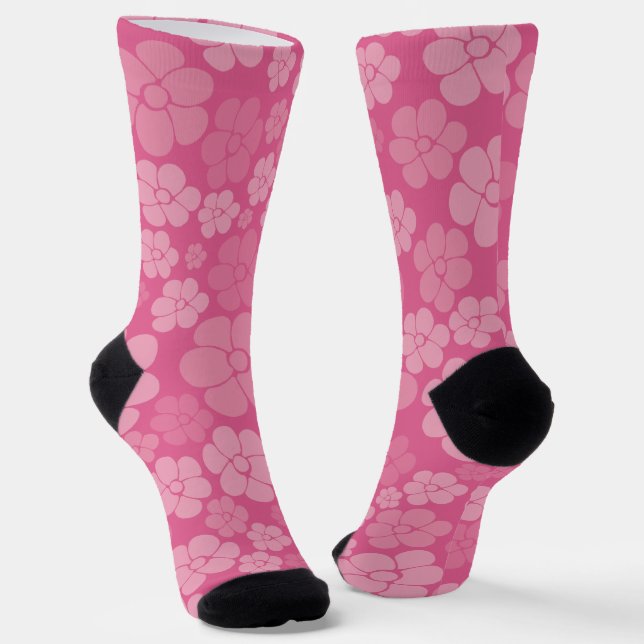 Flower Pattern - Pink Socks (Angled)