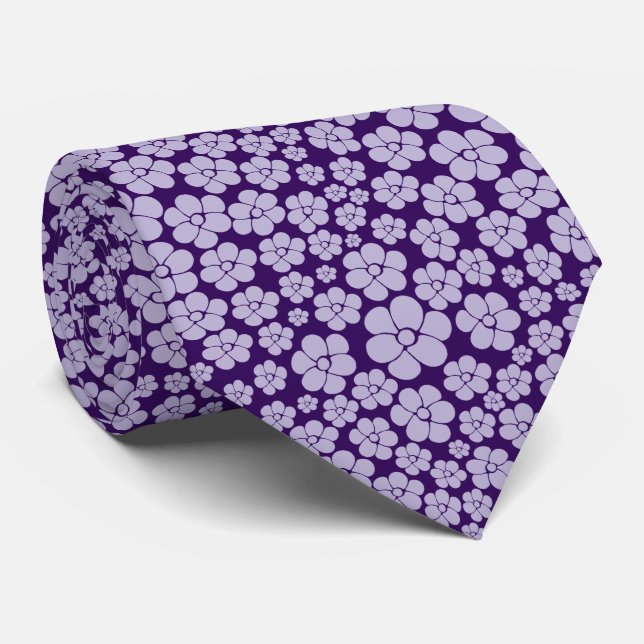 Flower Pattern - Purple Tie (Rolled)