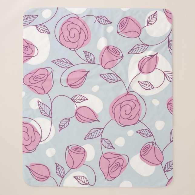 Flower pattern sherpa blanket (Front)