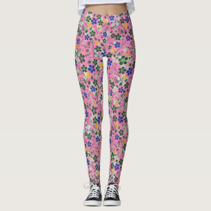 Flower pattern small flowers 13.w Pink BG Leggings