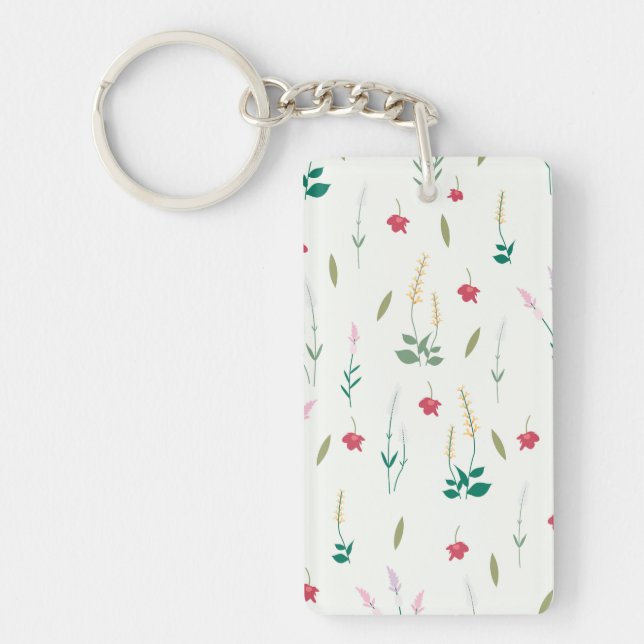 Flower Pattern Spring Floral Acrylic Keychain (Front)