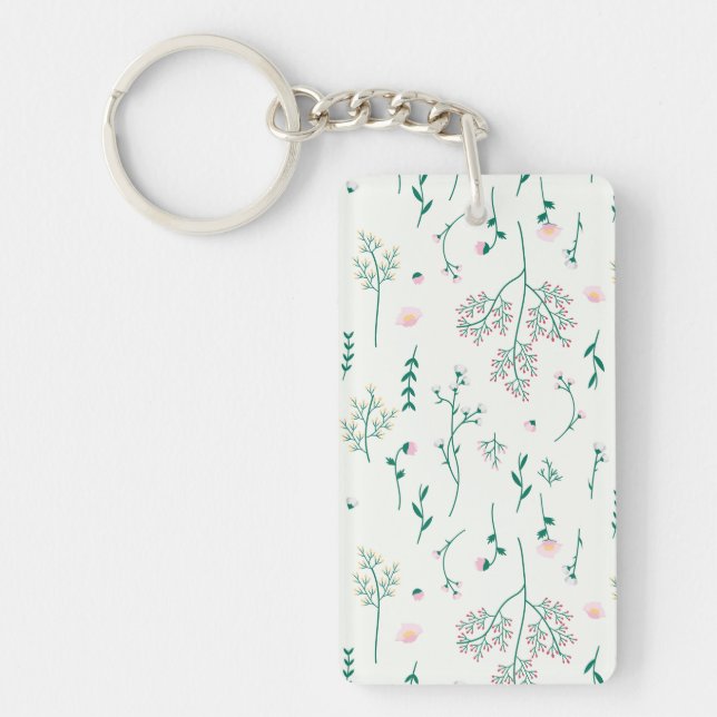 Flower Pattern Spring Floral Acrylic Keychain (Front)