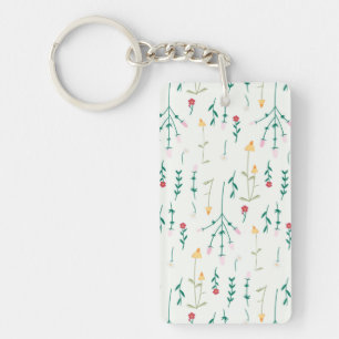 Flower Pattern Spring Floral Acrylic Keychain