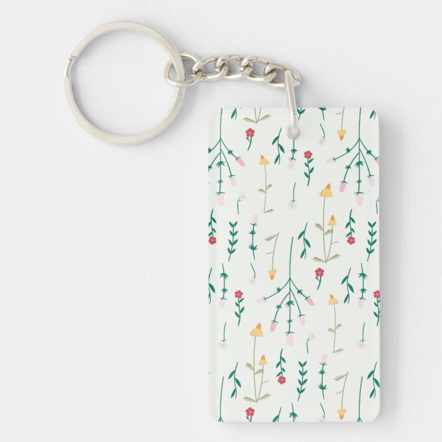 Flower Pattern Spring Floral Acrylic Keychain (Front)