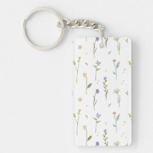 Flower Pattern Spring Floral Acrylic Keychain