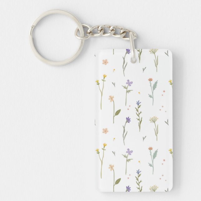 Flower Pattern Spring Floral Acrylic Keychain (Front)