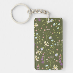 Flower Pattern Spring Floral Acrylic Keychain