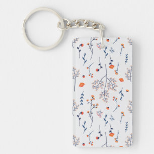 Flower Pattern Spring Floral Acrylic Keychain