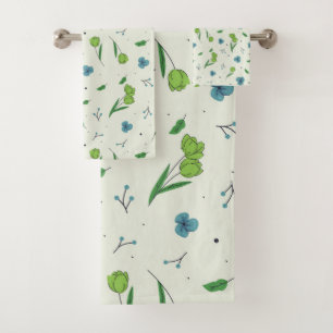 Flower Pattern Spring Floral Bath Towel Set