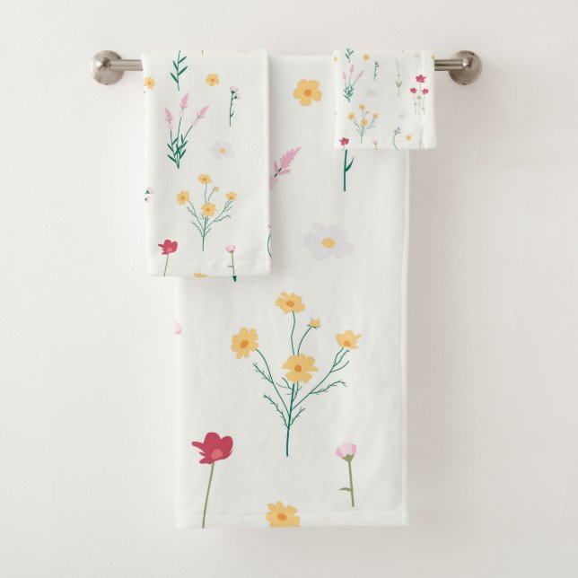 Flower Pattern Spring Floral Bath Towel Set (Insitu)