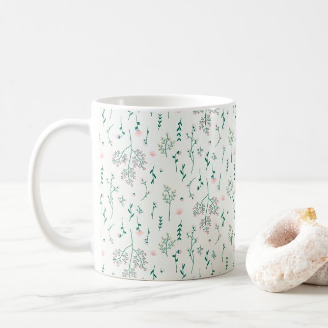 Flower Pattern Spring Floral Classic Coffee Mug (With Donut)