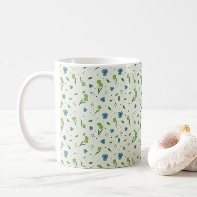 Flower Pattern Spring Floral Classic Coffee Mug (With Donut)
