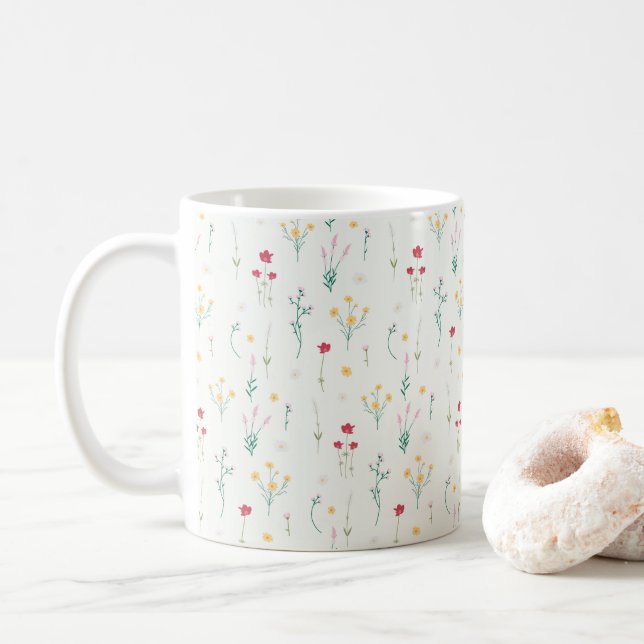 Flower Pattern Spring Floral Classic Coffee Mug (With Donut)