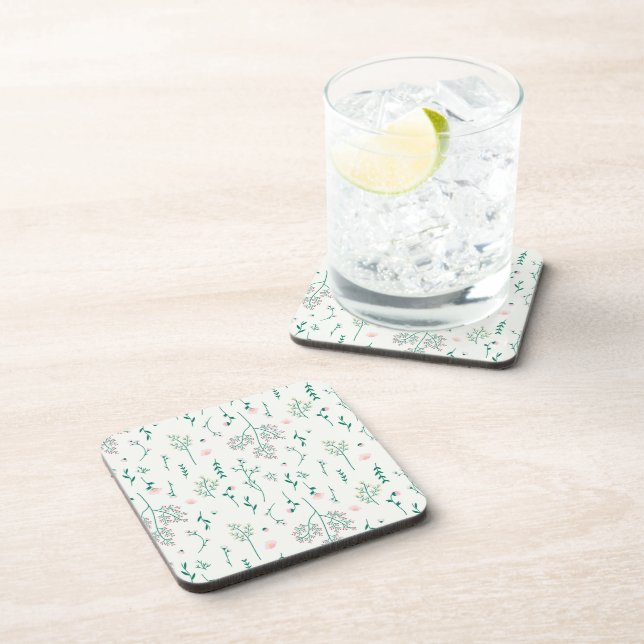 Flower Pattern Spring Floral Hard plastic Coaster (Right Side)