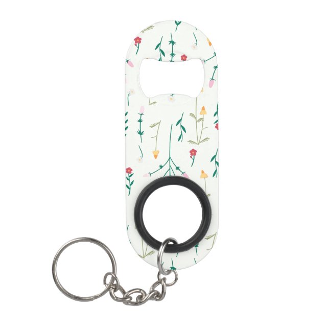 Flower Pattern Spring Floral Keychain Bottle Opener (Front)