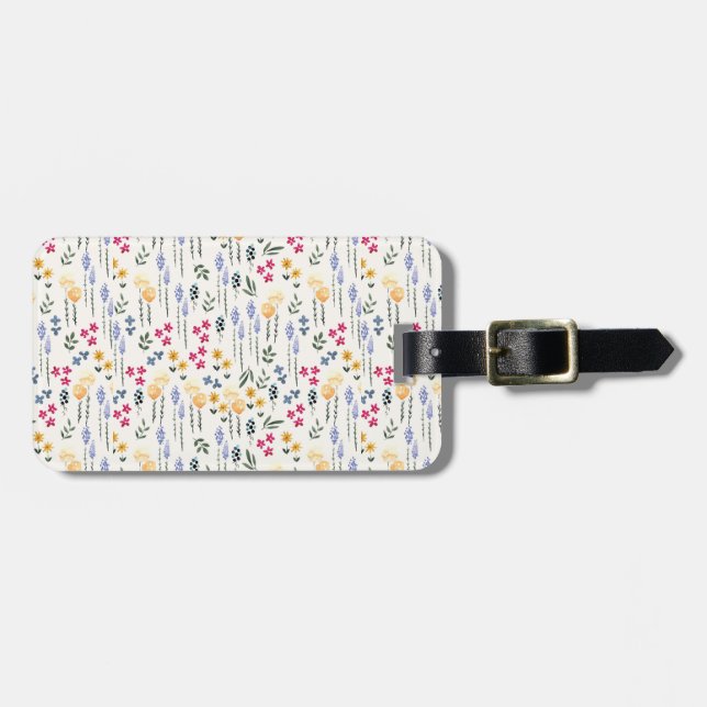 Flower Pattern Spring Floral Luggage Tag (Front Horizontal)