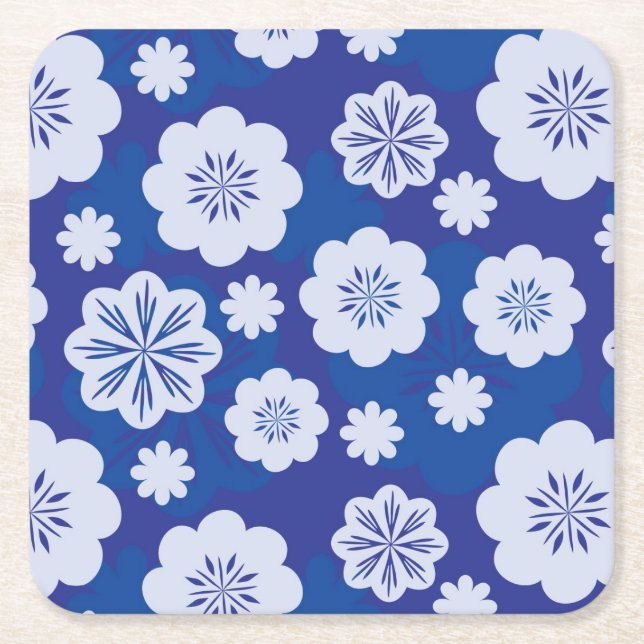 flower pattern square paper coaster (Front)