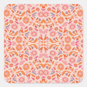 Flower pattern square sticker