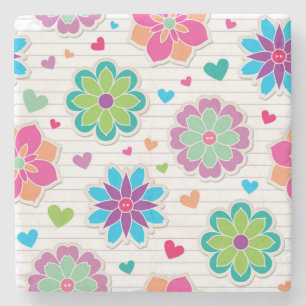 Flower pattern stone coaster