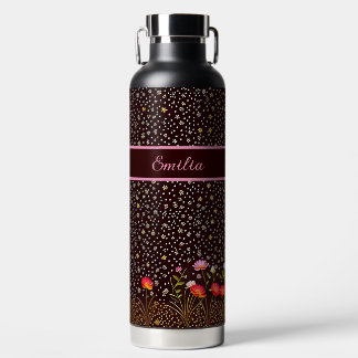 Flower pattern with flower meadow on the edge water bottle