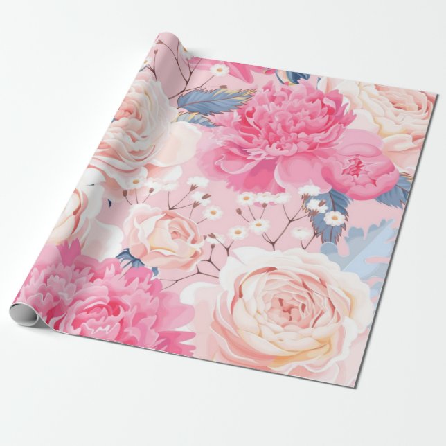 Flower pattern wrapping paper (Unrolled)
