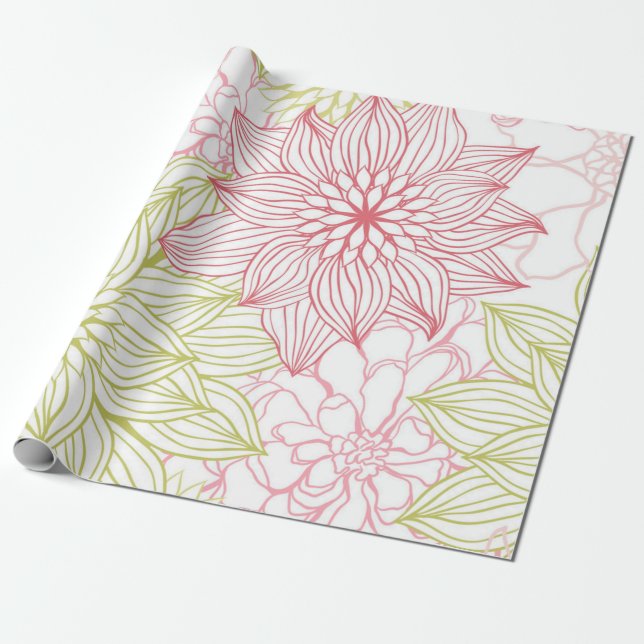 Flower pattern wrapping paper (Unrolled)