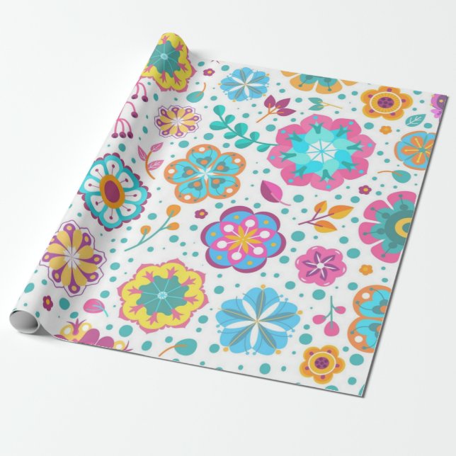Flower pattern wrapping paper (Unrolled)