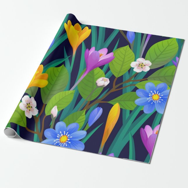 Flower pattern wrapping paper (Unrolled)