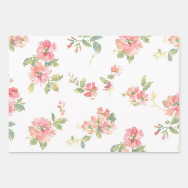 Flower pattern wrapping paper sheet (Front)