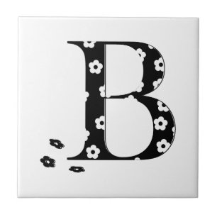 flower Patterned Letter B Tile