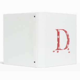 flower Patterned Letter D (red & dots) Binder