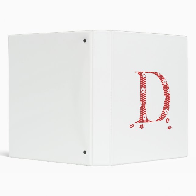 flower Patterned Letter D (red & dots) Binder (Background)