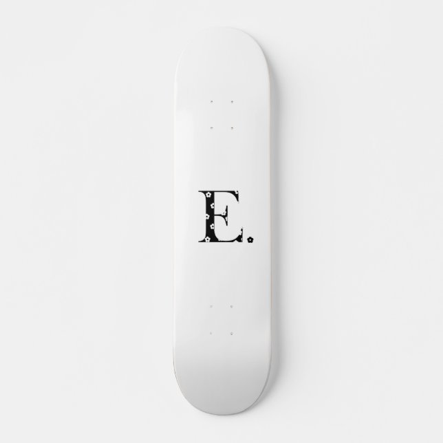 flower Patterned Letter E Skateboard (Front)