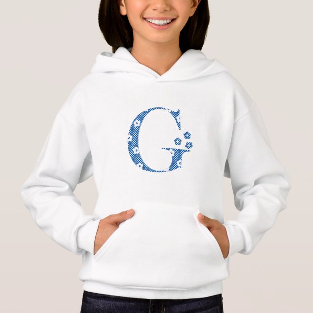 flower Patterned Letter G(blue & dots) (Front)
