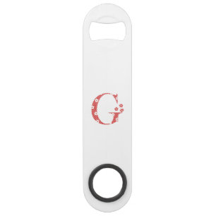 Flower Patterned Letter G (red) Bar Key