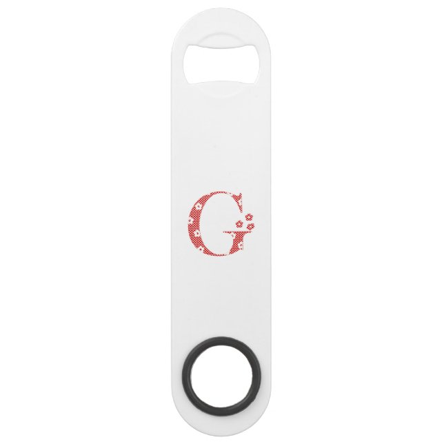 Flower Patterned Letter G (red) Bar Key (Front)