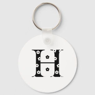 flower Patterned Letter H Keychain