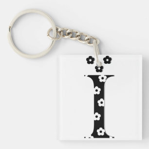flower Patterned Letter I Keychain