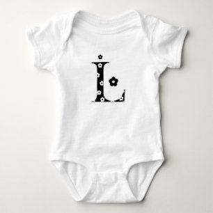 flower Patterned Letter L Baby Bodysuit