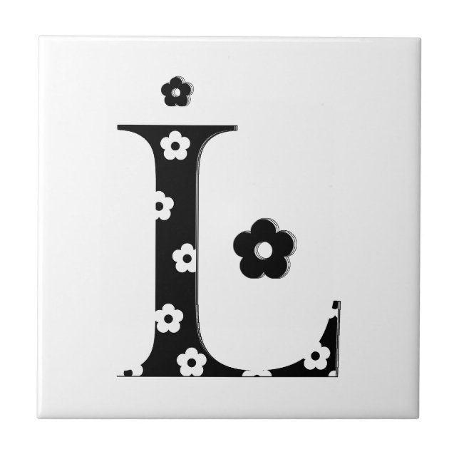 flower Patterned Letter L Tile (Front)