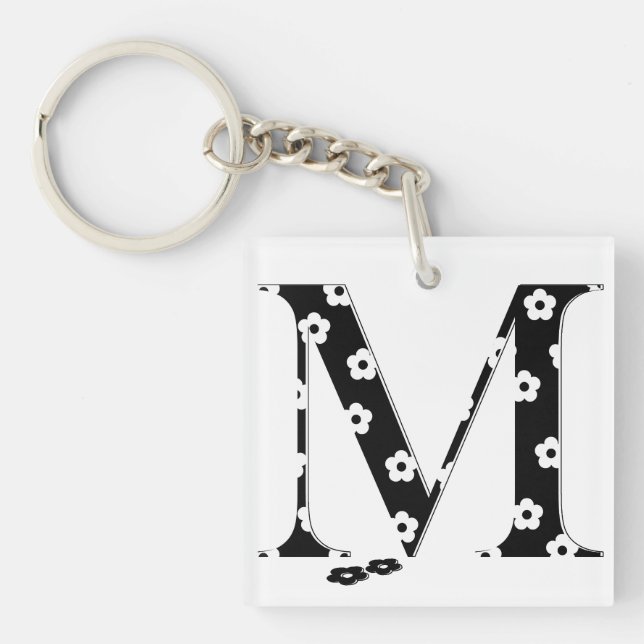 flower Patterned Letter M Keychain (Front)