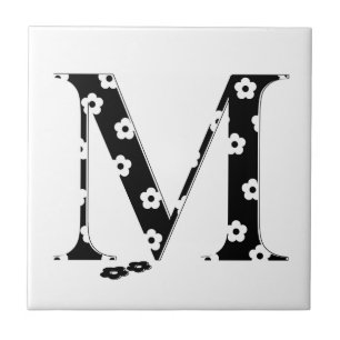 flower Patterned Letter M Tile