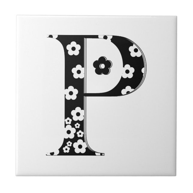 flower Patterned Letter P Tile (Front)