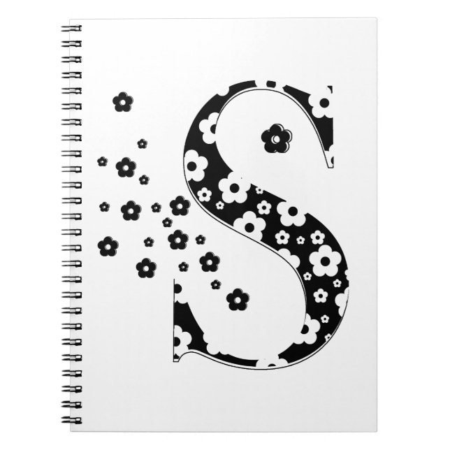 flower Patterned Letter S Notebook (Front)